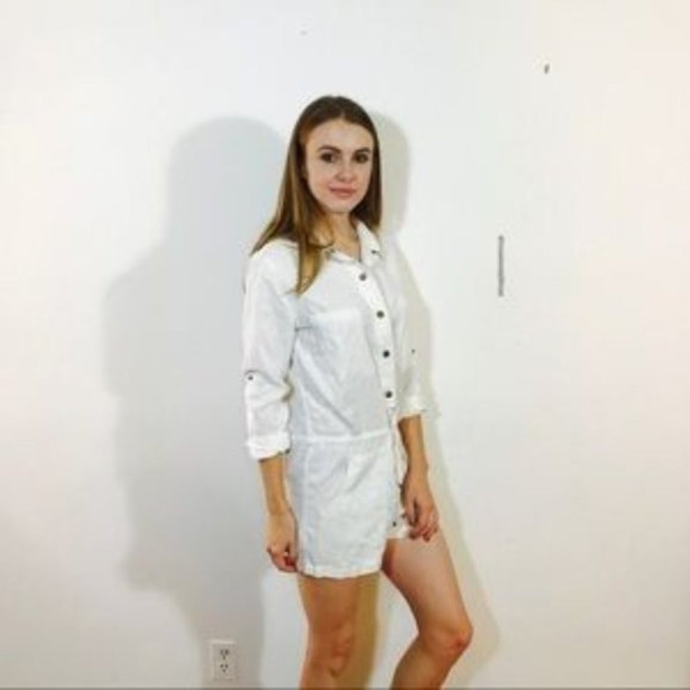 Young Fabulous & Broke White Button Up Romper sz M